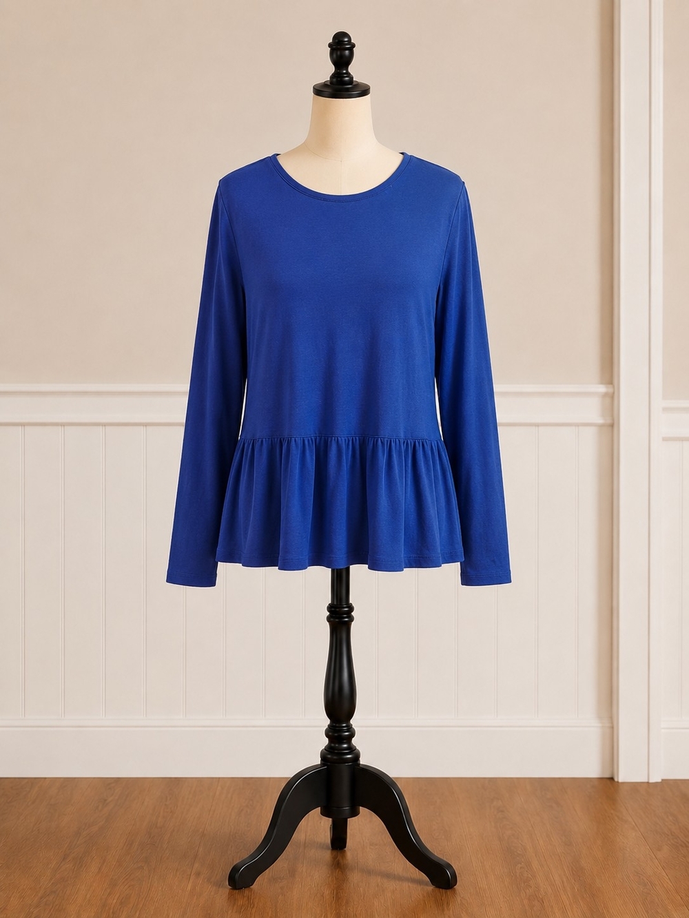 Old Navy Blue Long-Sleeve Peplum Top - Women